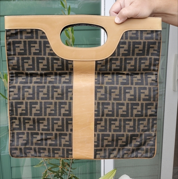 Fendi Handbags - Fendi Vintage Zuccino Foldover Clutch/Tote